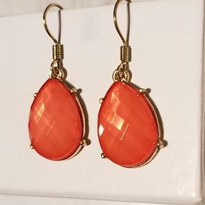 New Elegant Pink Coral Teardrop Earrings